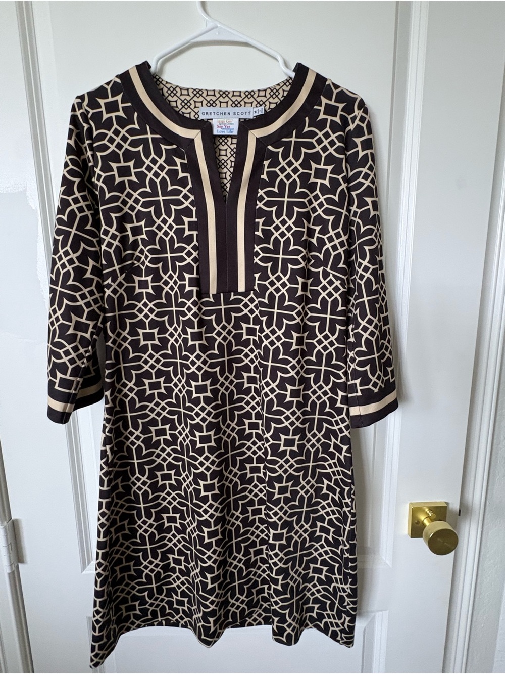 Gretchen Scott Designs Brown and Cream Mini Dress